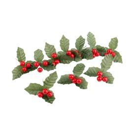 Yetaha 10 Pcs Artificial Leaf + Holly Berries for Wedding Party Home Decoration DIY Christmas Artificial Leaf Flower Silk Leaves