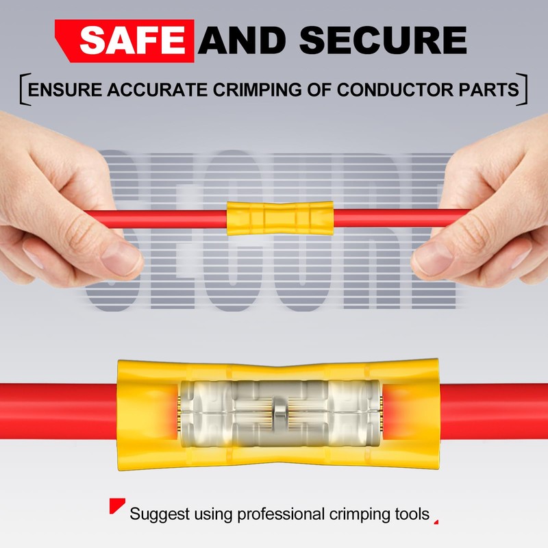 AIRIC UL Listed Blue Butt Connectors Crimp Splice Terminals 100