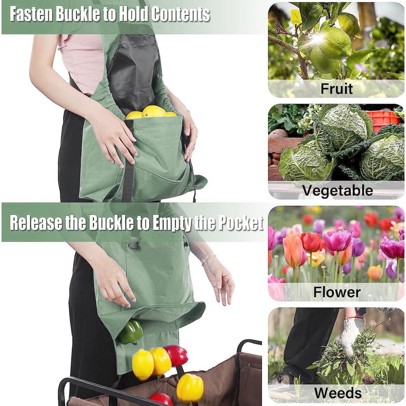 Elfzone Harvesting Apron - Gardening Aprons with Pockets,with Pockets for