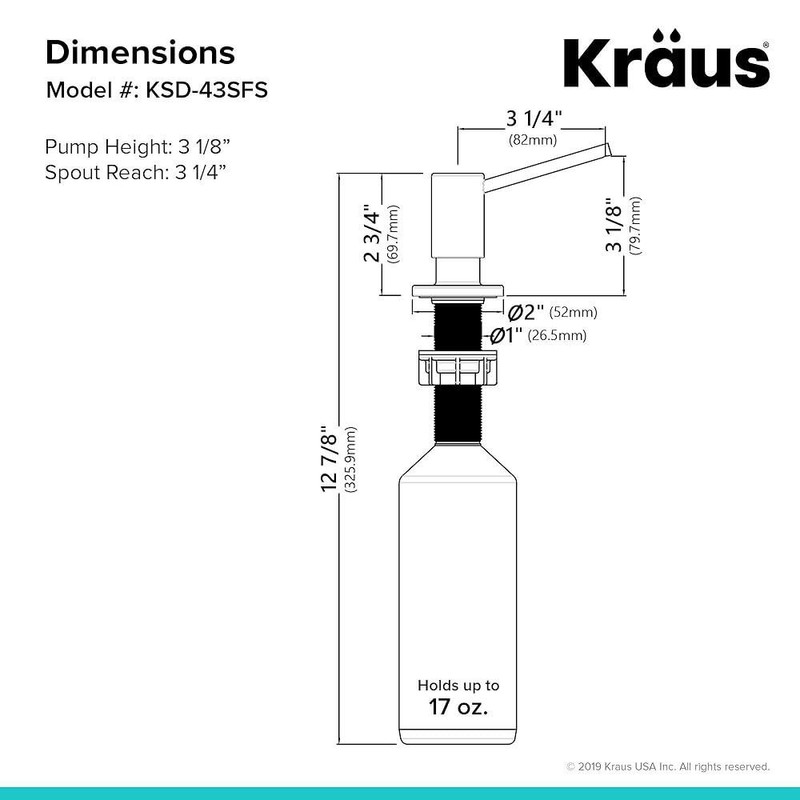 KRAUS 주방 비누 및 로션 디스펜서, 스팟 프리 스테인리스 스틸,