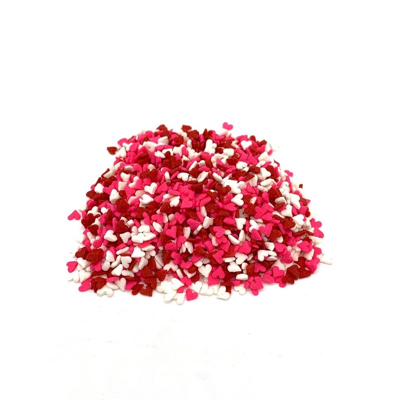 Mini Red, White & Pink Hearts, Valentine Sprinkles, Bulk Size