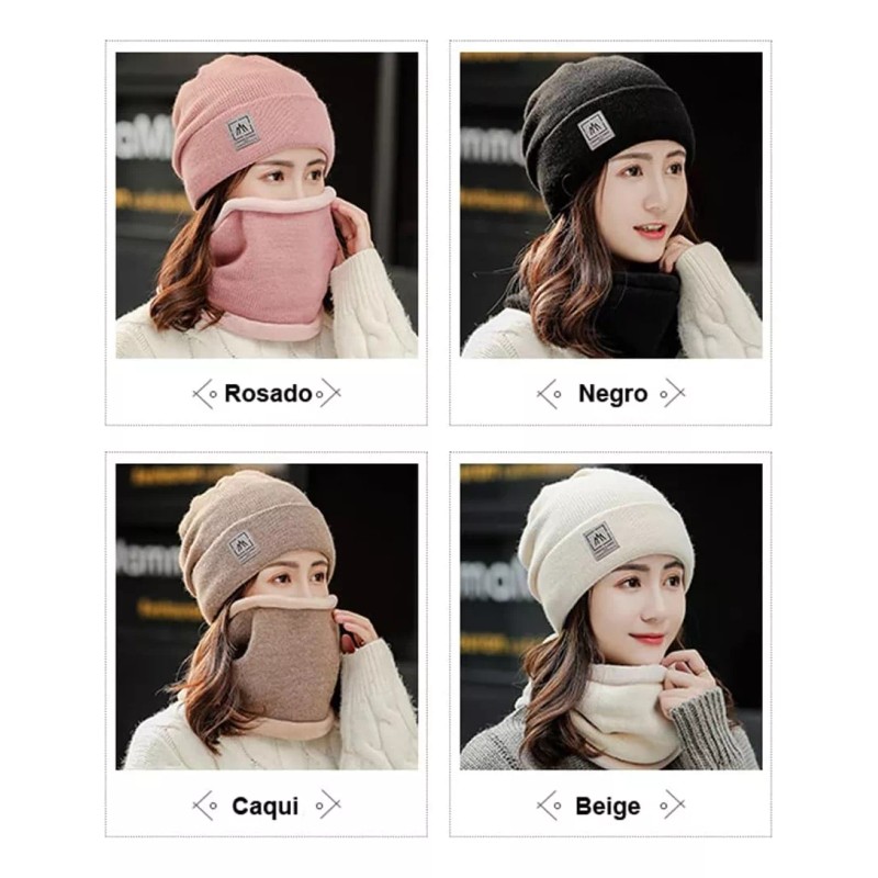 K&H Set Duo Gorro Bufanda Dama Mujer Invierno Cuellera Fashion