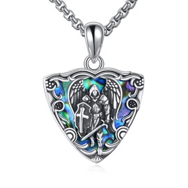 URONE St Michael 925 Sterling Silver Saint Michael Pendant Necklace Religious Christian Jewellery Gift for Men Women, Sterling Silver, No Gemstone