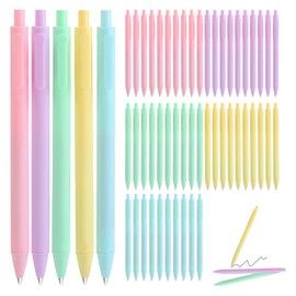 llqjjhh 50 Pcs Black Ink Pens 0.5mm Fine Point Gel Pens Cute macaron color Pen Retractable School Office Supplies（light pink）