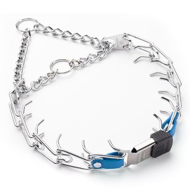 Herm Sprenger Chrome Plated Steel Dog Collar with Quick Release ClicLock Buckle O-Ring Biothane Insert Training Collar Made in Germany (Cerulean Blue, 22in x 3.0mm(Neck Size up to 18-19in))