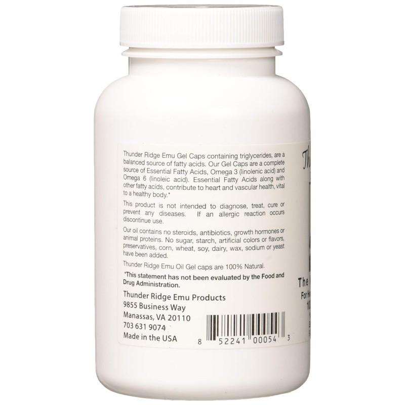Thunder Ridge Emu Products 100% Pure Oil Softgels, 90 Count