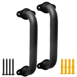 Purife 1 FT Metal Short Handrail for Indoor Stairs 2 Pack - Pipe Wall Handrial for Garag Basemnet Steps, Outdoor Deck Hand Rail, Iron Banister Railing, Door Pull Handle (Matte Black)