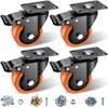 ASRINIEY Casters, 3" Caster Wheels, Orange Polyurethane Castors, Top Plate