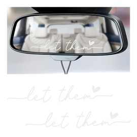 FSTURIOS 2 PCS Let Them Rear View Mirror Decal, Self Love Motivational Decal Let Them Car Sticker, Auto Mirror Positive Affirmation Sticker with Heart for Window Laptop Bottle (White)