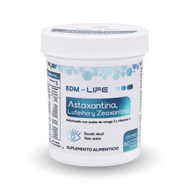 BDM LIFE Astaxantina, Luteína y Zeaxantina, Suplemento Alimenticio para la Salud Visual y Protección Ocular Avanzada, 60 Cápsulas