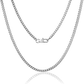 Sahoottie Men's Curb Chain Necklace Man Cuban Hip-Hop Chain Stainless Steel / 18 Carat Gold-Plated Chain Men 3/6/9 mm Wide 46/51 cm Chain Long, Stainless Steel