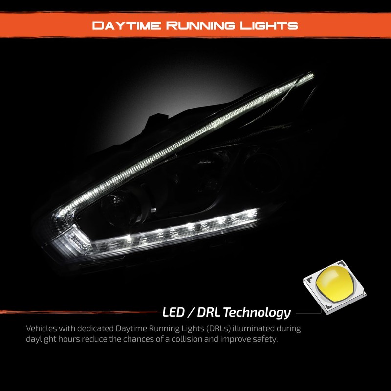 AKKON - Fits 2015-2016 Nissan Murano [LED DRL Running] Projector