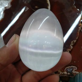 KatLin Polished Shiny White Selenite Egg Crystal Gemstone Specimen Reiki Ornaments