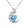 Qings Topaz December Birthstone Necklace - Blue Heart Crescent Moon