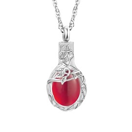 Tree of Life Urn Necklace for Ashes Teardrop Cremation Jewelry with Crystal Love Memorial Jewelry Ash Holder Birthstone Necklaces for Ashes Remembrance Funeral Pendant