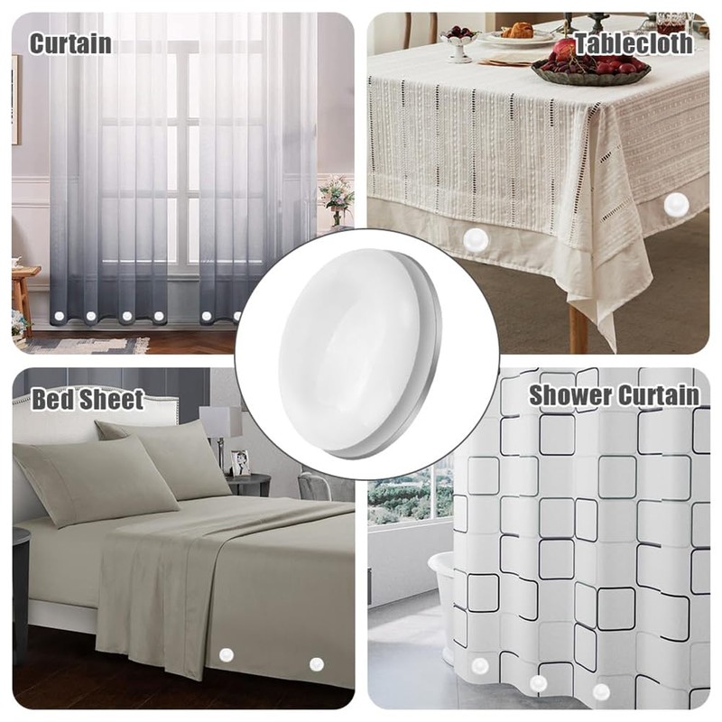 Shower Curtain Weighted Weights, 12 Pairs White Shower Curtain Magnet,