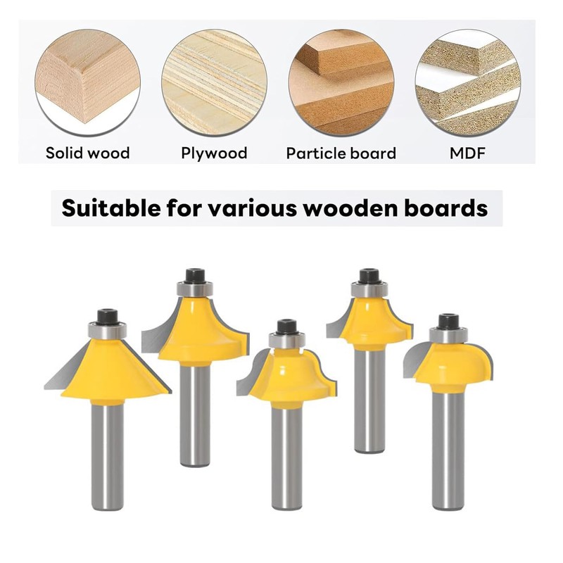 Ozmatip Router Bits Set of 15 Pieces 1/4 Inch Woodwork