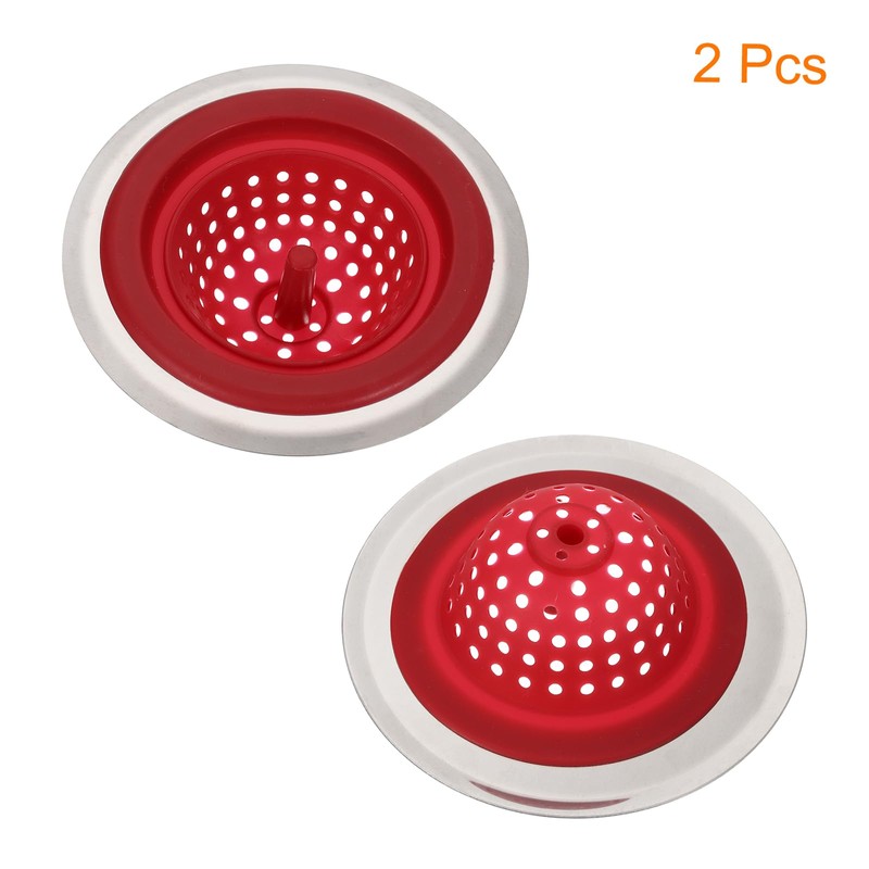 uxcell Silicone Sink Strainer, 2Pcs Kitchen Sink Drain Strainer Stopper