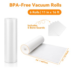 Wevac Vacuum Sealer Bags 11x16' Rolls 6 pack for Food Saver, Seal a Meal, Weston. Commercial Grade, BPA Free, Heavy Duty, Great for vac storage, Meal Prep or Sous Vide
