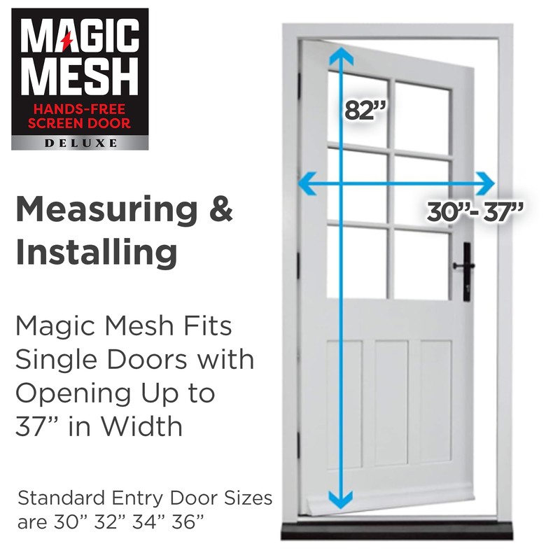 Magic Mesh Deluxe, Black | Magnetic Screen Door, Heavy Duty,