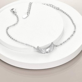YFN Angel Wings Bracelet Sterling Silver Guardian Angel Wings Heart Bracelets for Women Jewelry Gifts (Angel Wings Bracelet)