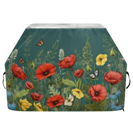 Kigai Colorful Flower Grill Cover 65 Inch Heavy Duty Outdoor Barbecue Cover Waterproof BBQ Gas Grill Cover with Adjustable Straps for Most Grills