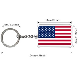 FHZJKJX 2 Pack USA American Flag Keychain US Key Ring-(USA)
