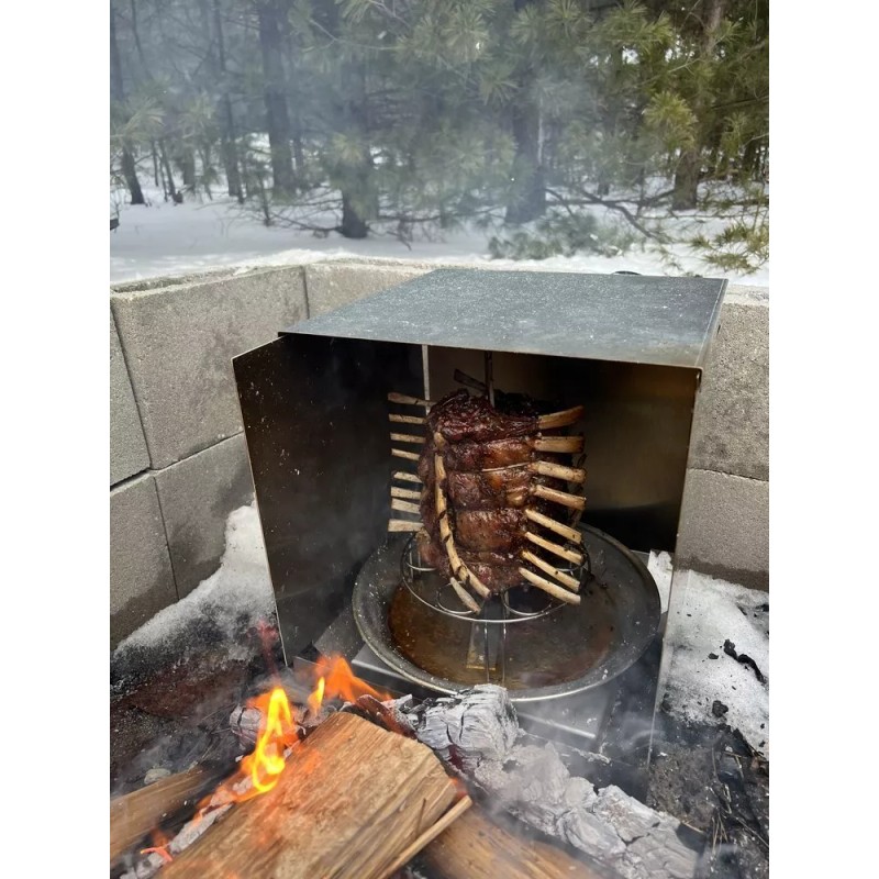 Fire Centric Cooking Outdoor Vertical Rotisserie for Gyros, Shawarma, Kababs,