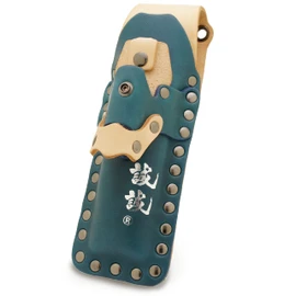 Seisei BS-014-1 Sandwich Chisel Case, Chisel Holder, 1 inch, 4 Minutes, Premium Indigo Dyed Style, Thick Leather, Blue, Natural Color (Indigo with Dedicated Holder for Sashigane)