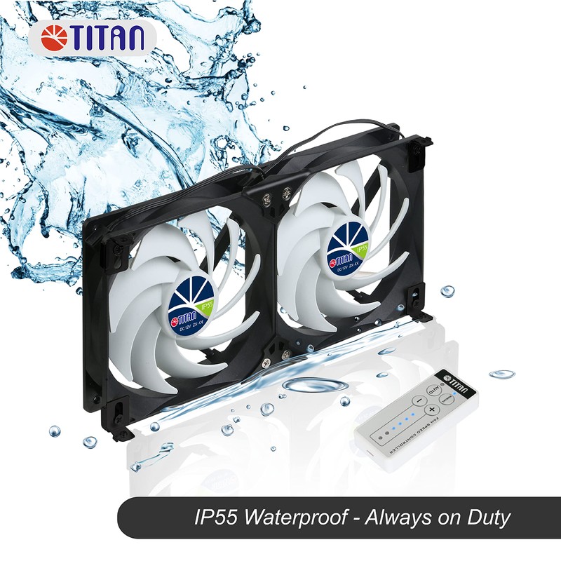 TITAN- 12V DC Double Rack Mount Ventilation Cooling Fan for
