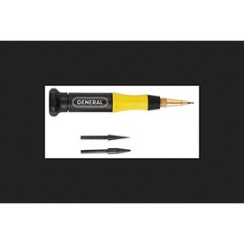 General Tools 707088 Carbide Scriber and Awl Set with 3 Interchangeable Tips - Center Punch for Metal Work - Black and Yellow