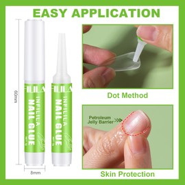 NXJ INFILILA Super Strong Nail Glue – Quick Dry 3-5 Seconds, 21+ Days Long-Lasting – Non-Toxic Low Odor Formula for Press On & Acrylic Nail Tips – 12PCS 0.07OZ/PCS