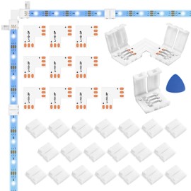 WENHSIN 10-Packs L Shape 3-Pin LED Connectors for LED Strip Lights 10MM Width Unwired Gapless Solderless Adapter Extension