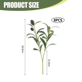 JTMKYO 8 Pieces Of Simulated Olive Branches, Artificial Green Plants, Home Decoration, Party Decorations.