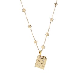JUN MEIR'S 18K Gold Plated Book Pendant Necklace for Women, Birthday Anniversary Jewelry Gifts for Wife, Mom, Best Friend