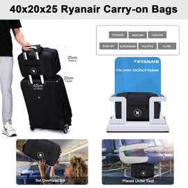 BAGZY Ryanair Hand Luggage 40 x 20 x 25 cm Travel Bag Sports Bag Waterproof Travel Luggage Shoulder Bag Bags Travel Cabin Large Weekender Handbags Hospital Bag, Ryanair 40x20x25cm-black*2-197