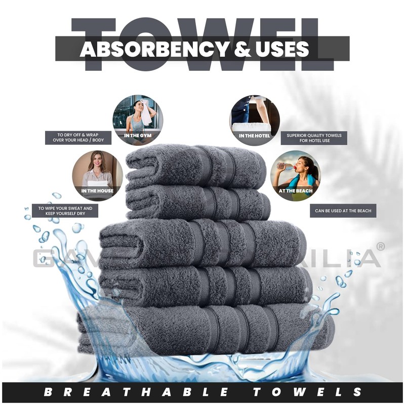 GC GAVENO CAVAILIA 100% Ringspun Cotton Bath Towels, Luxury 550