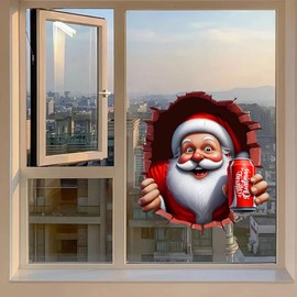 Leniutor Christmas Window Clings for Glass Windows, Xmas Santa Claus Decals Decorations Christmas Window Stickers Holiday Decals for Party (Style-9, 1PCS)