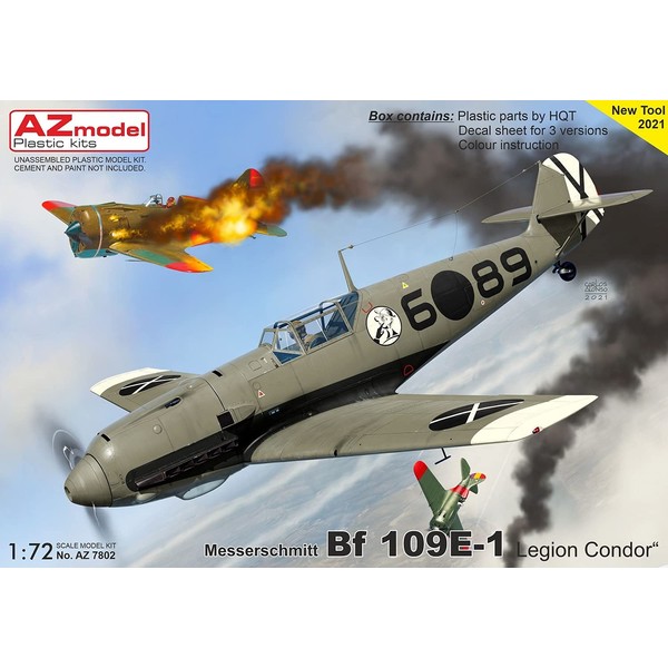 AZ Model AZM7802 1/72 German Air Force Messerschmitt Bf109E-1 Condor Legion Plastic Model