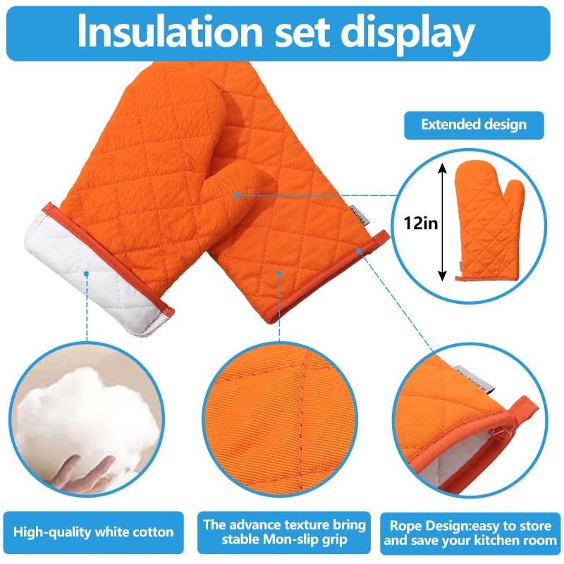 Oven Mitts and Pot Holders 4 pcs Set,High Heat Resistant