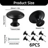 6 Pack Black Cupboard Door Knobs Round Mushroom Single Hole