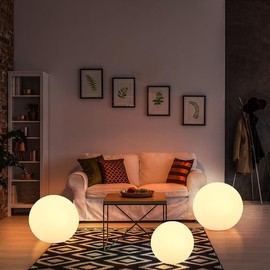 Globe Floor Lamp, 14-inch LED Ball Light with Remote,16 RGB Color Changing Dimmable Rechargeable Nursery Night Light, Waterproof Globe Lamp for Indoor Outdoor Lighting Decor Glowing Orb Light