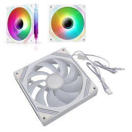 140mm ARGB PWM Chassis Fan, DIY Colorful Speed Adjustable Case Fans, Anti Vibration Pads, 5V 3 PIN Connector Quiet Cooling Fan for CPU Cooler, Radiator, PC Chassis (Regular White)