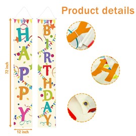 Banner para puerta de feliz cumpleaños, suministros para fiesta de cumpleaños, decoraciones de feliz cumpleaños para hombres y mujeres, decoración para interiores al aire última intervensión