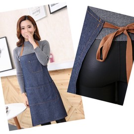 YEKEYI Denim Apron with Pocket, Adjustable Kitchen Apron with 3 Pockets, Unisex Apron for Women and Men, with Pocket for Cooking, LBLUE