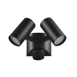 GLOBE 180-Degree 22W Twin Head Black Hardwired Motion Activated Diecast Architectural Security Light, Spotlight, Outdoor, Outside House Lights