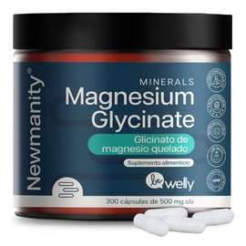 NEWMANITY Glicinato de Magnesio 500 mg BeWelly – 300 Cápsulas de Magnesium Glycinate para Relajación y Bienestar, Ingredientes Premium para Mejor Absorción