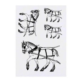 4 x 'Cart Horse' Temporary Tattoos - Water Resistant, Skin-Safe, Non-Toxic Transfers, Mixed Sizes (TO00010667)
