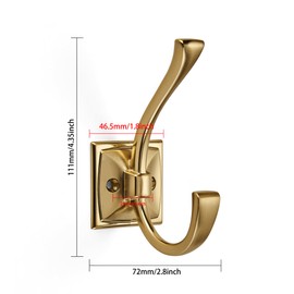 khtumeware Vintage Wall Hooks,2 Pack Coat Hooks Hardware Towel Hooks for Hanging Coats Champagne Bronze Robe Hooks Wall Mounted with Screws for Key, Towel, Bags, Cup.