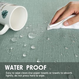 SEASHORE TREE Tablecloth Linen Look Tablecloth Washable Tablecloth Linen Table Runner Table Linen Square Waterproof Tablecloth Light Green 140 x 240 cm